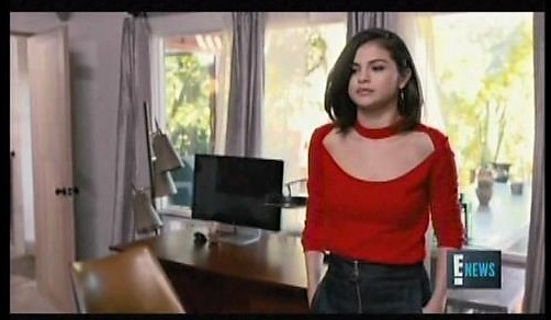 Selena Gomez bedroom computer shows incorrect placement. 