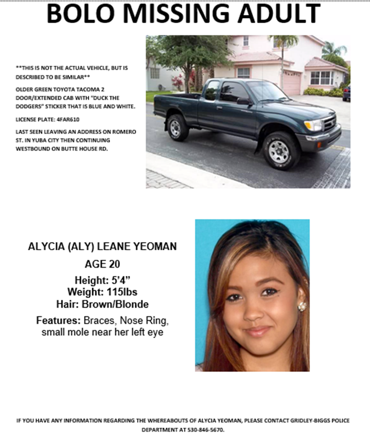 Missing Poster for Alycia Yeoman